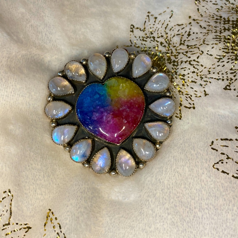 M&S sterling silver ring with rainbow quartz and opal.